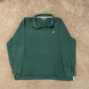 XL Men’s Green Nautica Classic Pique Long Sleeve Polo
